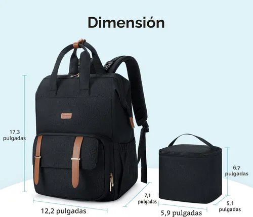 Miniatura 7 de Moclla para extractor de leche mommore para Spectra S1, S2, mochila para pañales Medela para mamás trabajadoras con funda para laptop de 15.6 Negro