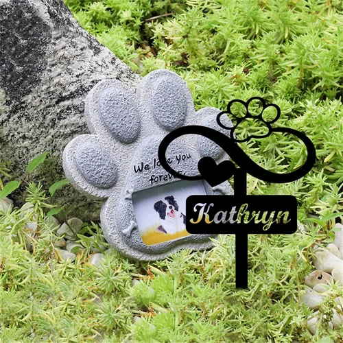 Miniatura 5 de Marcador de metal para tumbas para mascotas, nombre personalizado, estaca de jardín, perro, conmemorativo, alas de ángel, marcador de tumba, hueso