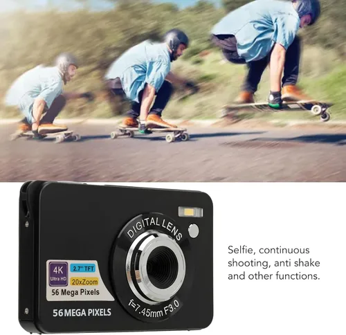 Miniatura 8 de Cámara digital, video 4K de 56 MP con zoom de 20x, pantalla LCD de 2.7 pulgadas, cable USB, compacto, almacenamiento de 128 GB, color negro