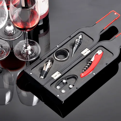 Miniatura 2 de Solaris Juego de 5 piezas de sacacorchos de vino de lujo con forma de botella en elegante caja de regalo, regalo de San Valentín para mujeres y Rojo
