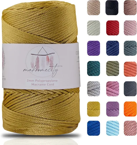 Miniatura 49 de Makromecity, 2 carretes de cordón de macramé de poliéster de 2 mm x 250 yardas (750 pies) de 2 mm de cordón de polipropileno para macramé, ideal