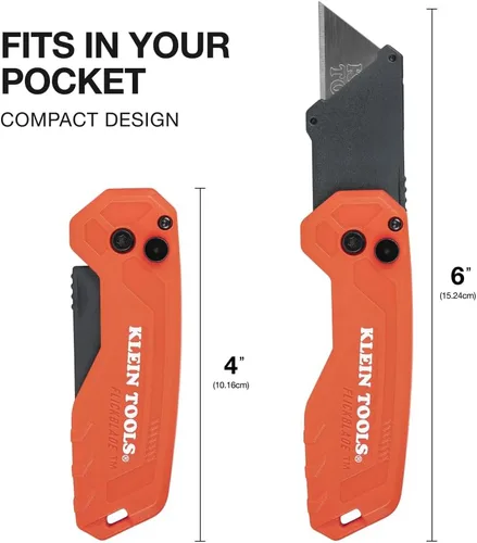 Miniatura 2 de Klein Tools 44307 FLICKBLADE Cuchillo Utilitario Plegable, Diseño Subcompacto con Hoja de Acero al Carbono de Triple Rectificado de Cambio Rápido