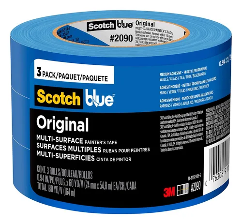 Miniatura 15 de ScotchBlue Cinta de pintura original multisuperficie, 1 pulgada de ancho (0.94 pulgadas x 60 yardas), 3 rollos, cinta de pintura azul que protege