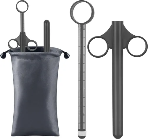 Miniatura 10 de [2 piezas + bolsa de almacenamiento] Jeringa aplicadora de lubricante con escalas precisas de 0.3 fl oz, disparador de lubricante anal de 6.5 Negro