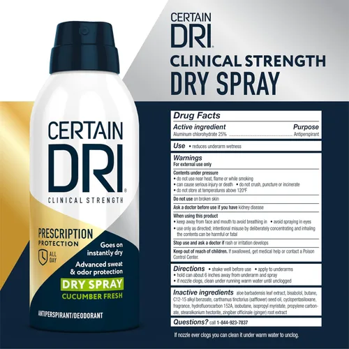 Miniatura 5 de Certain Dri Prescription-Strength - Spray antitranspirante clínico en seco – 72 horas de protección contra el sudor y el olor para sudoración