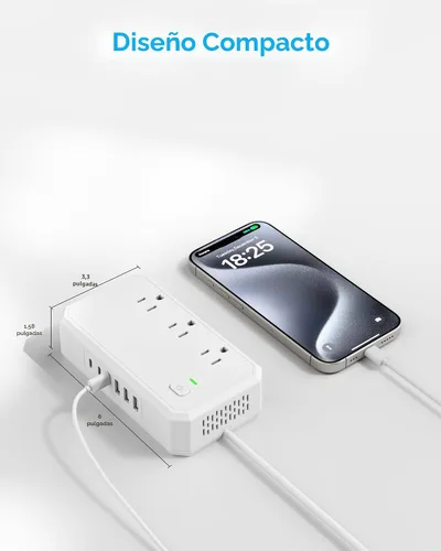 Miniatura 7 de Adaptador de viaje de Estados Unidos a Europa de 220 V a 110 V convertidor de voltaje con carga USB de 4.5 A de 6 puertos y adaptador de enchufe