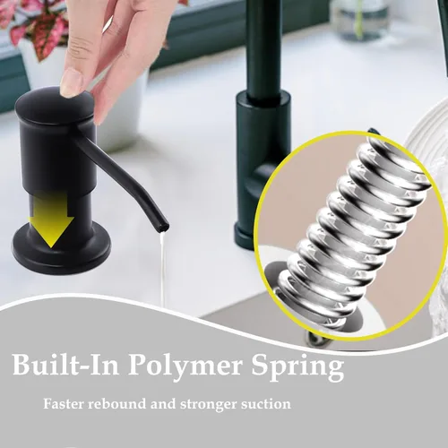 Miniatura 2 de Dispensador de jabón para fregadero, dispensador de jabón integrado para encimera de cocina, con tubo de extensión de 41 pulgadas/botella de 17