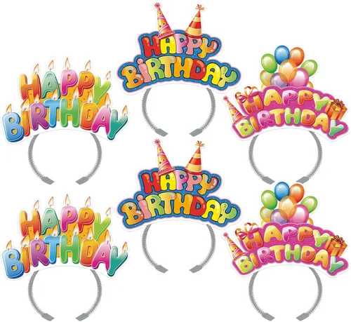 Miniatura 11 de KKBES Diademas de feliz cumpleaños, sombreros de papel para fiesta de cumpleaños, 3 patrones para niños y adultos que celebran cumpleaños
