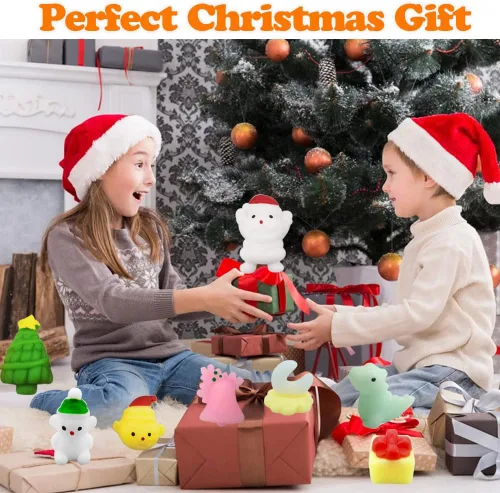 Miniatura 6 de 40 piezas de juguetes esponjosos de Navidad Mochi Squishy, juguetes esponjosos de Navidad para niños, niñas, niños y adultos, juguetes para aliviar