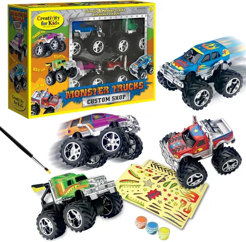 Miniatura 8 de Creativity for Kids Kit de manualidades Monster Trucks: personaliza 2 juguetes de Monster Truck, manualidades y manualidades para niños, juguetes