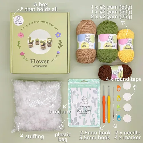 Miniatura 3 de Lily's Lyric Kit de ganchillo y manualidades Cactus Love Tutorial en video paso a paso para adultos adolescentes Idea de regalo