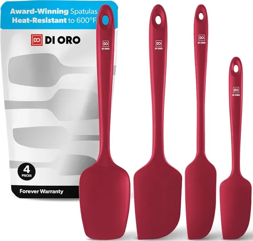 DI ORO Juego de espátulas de silicona – Espátulas de cocina de goma para hornear, cocinar y mezclar – Resistente al calor a 600 °F y libre de BPA