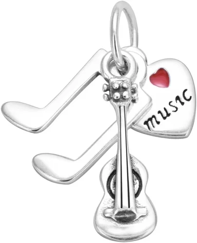 Miniatura 4 de I Love Música Encanto Guitarra Encanto con el corazón colgante de ley 925 musicial Nota Encanto para bricolaje encantos pulsera