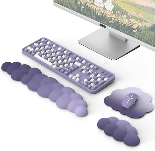 MoKo Reposamuñecas Cloud ergonómico para teclado en la nube con almohadilla para reposamuñecas para mouse y reposamuñecas, de poliéster duradero,