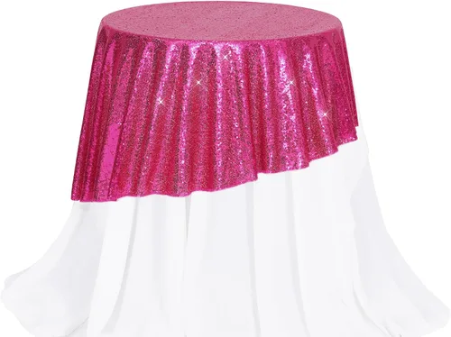 Miniatura 130 de PartyDelight Mantel de lentejuelas redondo de 50 pulgadas, color dorado claro, adorno de mesa para decoración de bodas, fiestas, cumpleaños