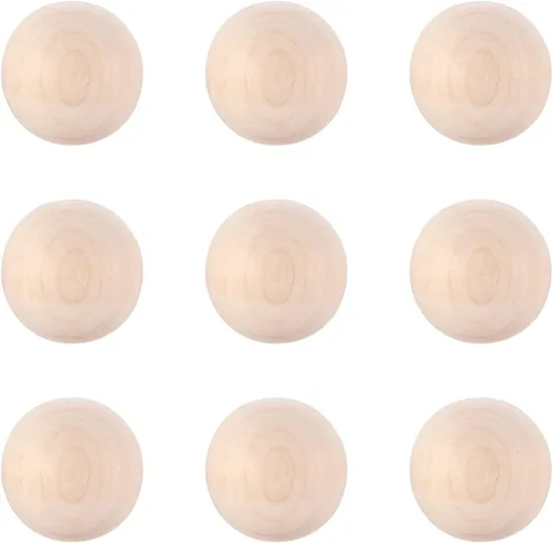 Miniatura 10 de Craftdady 90 bolas de madera redondas naturales sin terminar, bolas de madera dura sin terminar, esferas de madera decorativas, sin agujero