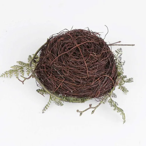 Miniatura 7 de Nido artificial para pájaros con huevos, pájaros, ramita de ratán natural, adorno para casa, accesorios para fotos para decoración