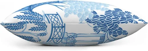 Miniatura 4 de VARUN Fundas de almohada vintage de árboles de pagoda china con patrón floral sin costuras, diseño chino azul dibujado a mano, fundas de almohada