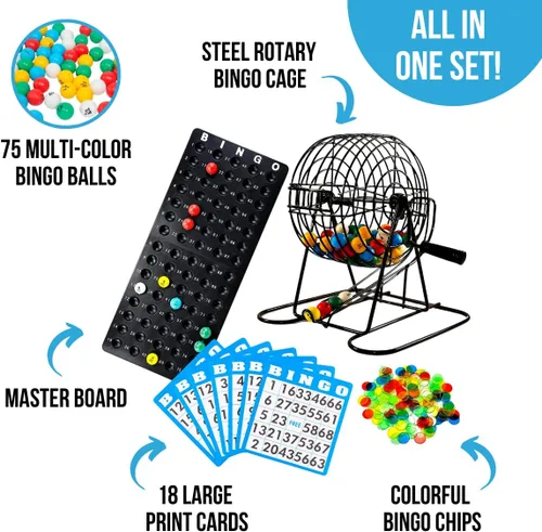 Miniatura 3 de Juego de bingo Deluxe de Regal Games con bombo, tabla, bolas, 18 tarjetas y fichas Juego de 18 tarjetas