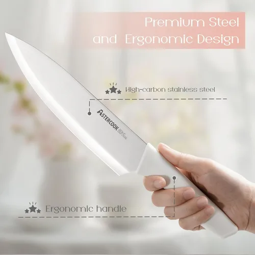 Miniatura 2 de Astercook Juego de cuchillos para cocina, 15 piezas con bloque y afilador, cuchillos de cocina con revestimiento de cerámica, hoja afilada, aptos