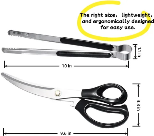 Miniatura 2 de Juego de tijeras y pinzas coreanas para barbacoa, tijeras de barbacoa, tijeras de barbacoa de acero inoxidable, tijeras y clips afilados ergonómicos
