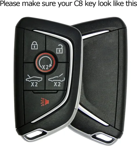 Miniatura 2 de iJDMTOY Funda para llavero de fibra de carbono color rojo brillante, compatible con Chevrolet 2020 en adelante C8 Corvette Stingray Smart Key