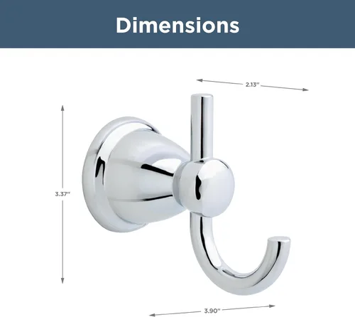 Miniatura 4 de Franklin Brass Kinla (1-Paquete) Ganchos para Toallas Cromo Pulido para Baño J-Dobles Montados en Pared para Batas y Toallas Gancho de 2 Puntas