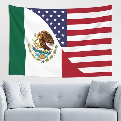 Miniatura 34 de JUHIOPOI Tapiz de pared con bandera de México, arte nocturno mexicano para decoración de pared lateral de dormitorio, (60 x 40 pulgadas)