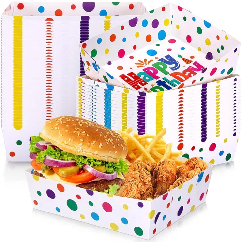 Miniatura 24 de Uiifan 50 bandejas de papel extra grandes de 5 libras desechables para alimentos, barco, nachos, bandejas para servir aperitivos, resistentes a