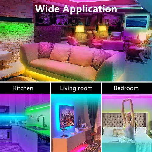Miniatura 5 de GUPUP Tira de luces LED WiFi de 200 pies, compatible con Alexa y Google Assistant, 2 rollos de tira de luz LED RGB de 100 pies, cambio