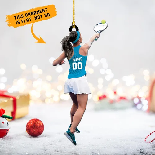 Miniatura 9 de Adorno plano acrílico personalizado para niña, jugador de tenis, regalo para amantes del tenis, jugador de tenis, adorno de Navidad para árbol de Tn1