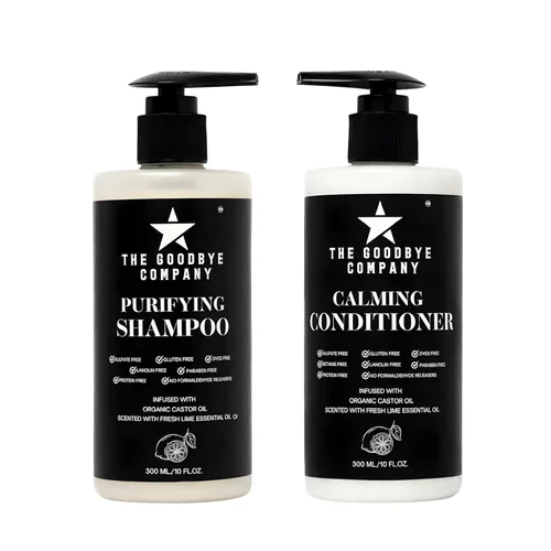 The Goodbye Company Champú acondicionador de aceite de ricino, limpieza suave e hidratación ligera, aloe vera karité botánico, sin sulfato sin