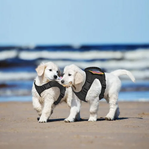 Miniatura 3 de Arnés táctico para perro pequeño, a prueba de escapes, chaleco militar para perro con mango vertical, arnés ajustable XS para cachorros con Negro