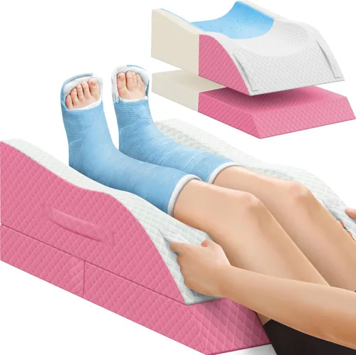 Miniatura 15 de Almohadas de elevación TranquilRelax para piernas después de la cirugía, almohada de espuma viscoelástica ajustable con cuña para piernas para Gris