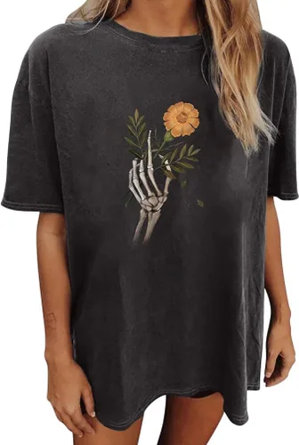 Camisetas vintage para mujer, lindas camisetas gráficas de primavera de manga corta, camisetas de gran tamaño, ropa estética para adolescentes
