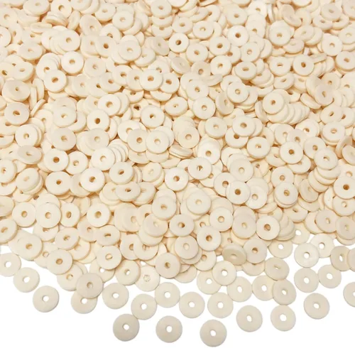 5000 cuentas de arcilla crema, arcilla polimérica Heishi, cuentas espaciadoras redondas planas para pulseras, aretes, collares, manualidades hechas