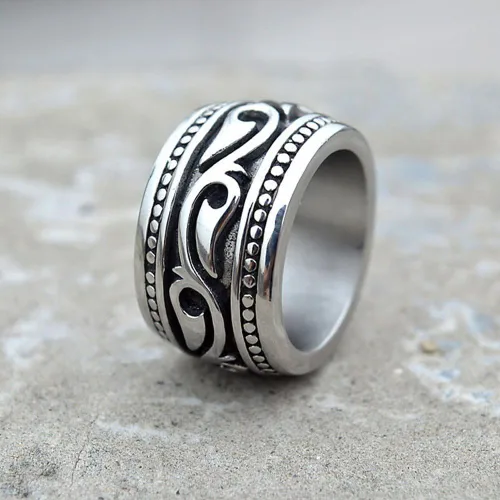 Miniatura 2 de Anillos de acero inoxidable para hombre vintage Biker banda celta ancha tamaño 7-15