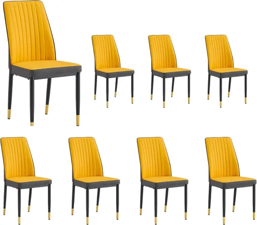 Miniatura 27 de Juego de 4 sillas de comedor modernas, de piel sintética, con patas de metal, para comedor, oficina, sala de espera (juego de 4, color blanco)