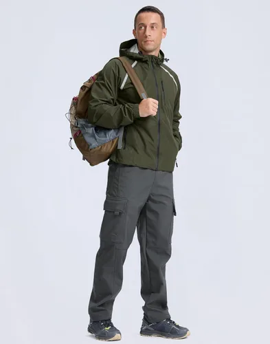 Miniatura 7 de Bikewa - Chaqueta de lluvia para hombre, impermeable, para ciclismo, con capucha, ligera, plegable, cortavientos para bicicleta, chaqueta de running