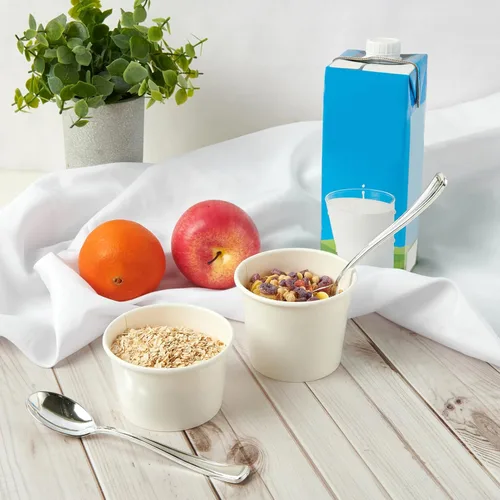 Miniatura 5 de JOLLY PARTY Paquete de 50 recipientes de papel de 8 onzas con tapas, vasos de papel desechables para alimentos, tazas de helado, almacenamiento