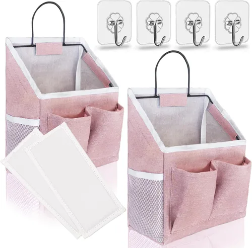 Miniatura 15 de Kanrichu 2 piezas de cestas pequeñas para colgar en la pared para organizar, bolsa de almacenamiento colgante en la pared como organizador sobre