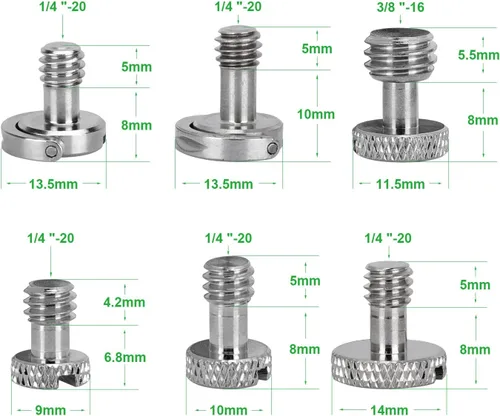 Miniatura 2 de Adaptador de tornillo de jaula de cámara con paquete de tornillos de 1/4"-20 y 3/8-16 para accesorios de tornillo de trípode (8 piezas)