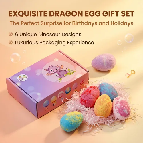 Miniatura 6 de Bombas de baño con sorpresa en el interior, paquete de 6/12 unidades de regalo de baño de burbujas gaseosas, huevo de dinosaurio y océano, bolas