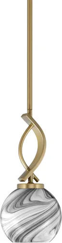 Miniatura 34 de Toltec Lighting Cavella Stem Colgado Mini colgante, acabado grafito, vidrio de muselina blanca de 4 pulgadas