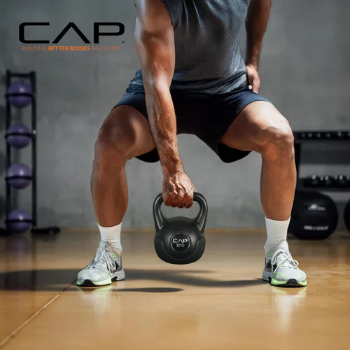 Miniatura 7 de CAP Barbell Juego de pesas de cemento de 45 LB – Pesas de 10 lb, 15 lb y 20 lb recubiertas de vinilo para entrenamiento de fuerza, cardio
