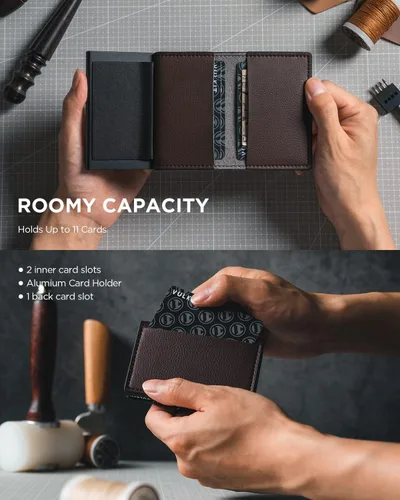 Miniatura 3 de VULKIT Tarjetero minimalista con tarjetero y protección RFID con capacidad para hasta 10 tarjetas