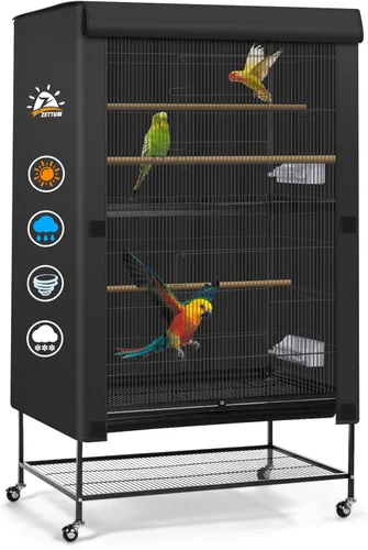 Miniatura 8 de Zettum Funda para jaula de pájaros, 600D, para la noche, resistente e impermeable, resistente a la decoloración, accesorio para jaula de pájaros