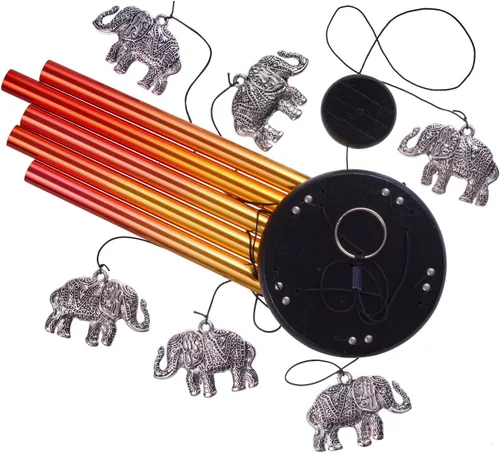 Miniatura 4 de Campanillas de viento de elefante para decoración exterior/interior - Móvil romántico atrapavientos completamente hecho a mano, campanillas