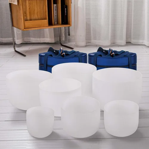 Miniatura 7 de SOLSHINE Juego de 7 cuencos de cristal de 15-30 cm con estuche de transporte resistente gratis, mazo de cuenco de cristal y junta tórica reparador
