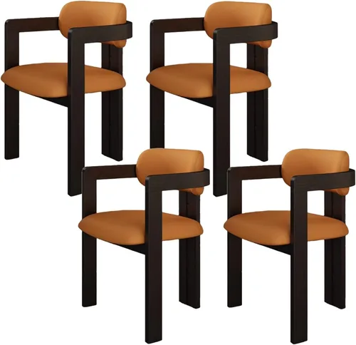 Miniatura 14 de Juego de sillas de comedor de madera, sillas de comedor modernas, silla de cocina tapizada, silla auxiliar de granja con brazos, para sala de estar